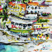 Positano Beach Amalfi Coast Holiday Art Print