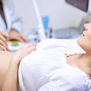 Pregnant Woman Doing Ultrasound Scan Art Print