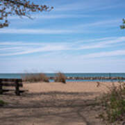 Presque Isle Beach Bench Lake Erie Pa Art Print