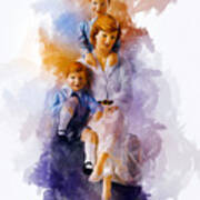 Princess Diana And Children Art Print