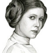 Princess Leia Watercolor Portrait Art Print
