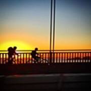 Two Cyclists At Sunset Art Print