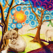 Psychedelic Elephants Art Print