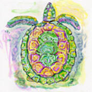 Purple Blue Yellow Sea Watercolor Series 2 Turtle Art Print