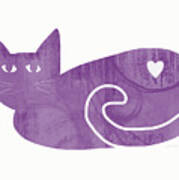 Purple Cat- Art By Linda Woods Art Print