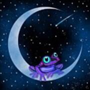 Purple Frog On A Crescent Moon Art Print