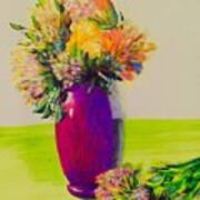 Purple Vase And Florals Art Print