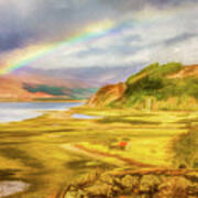 Painted Effect - Rainbow Across The Valley Art Print