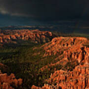 Rainbow And Thunderstorm Bryce Canyon National Park Utah Art Print