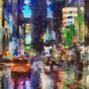 Rainy Day In Times Square Art Print