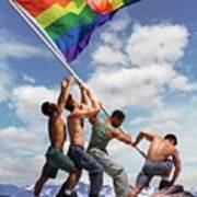 Raising The Rainbow Flag Art Print