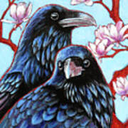 Ravens And Magnolias Art Print