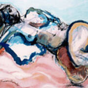 Reclining Multi-coloured Gestural Nude Art Print