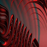 Red And Black Modern Fractal Design Art Print