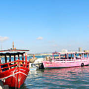 Red And Pink Boats Art Print