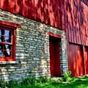 Red Barn In The Shade Art Print