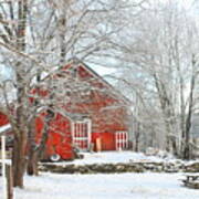 Red Barn In Winter Art Print