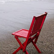 Red Chair On The Beach Art Print