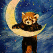 Red Panda Stars Art Print