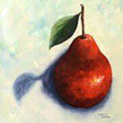 Red Pear In The Spotlight Art Print