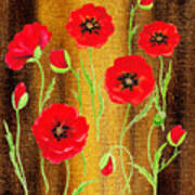 Red Poppies Warm Collage Art Print