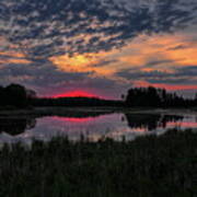 Red Sunset Over Bentley Pond Art Print