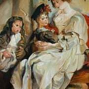 Replica Of Helena Fourment With Her Children By Rubens Art Print