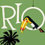 Rio, Minimalist Travel Poster With Toucan And A Palm Art Print