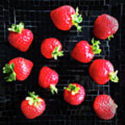 Ripe Strawberries On Back Plate Art Print