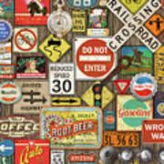 Roads Signs On Wood-jp3958 Art Print