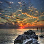 Rocky Sunrise Tybee Island 2 Art Print