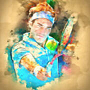 Roger Federer Watercolor I Art Print