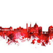 Rome City Skyline Wateroclor Red Art Print