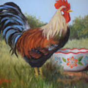 Rooster And Bowl I Art Print