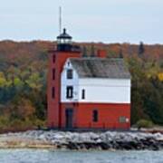 Round Island Lighthouse In October Art Print