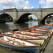 Rowing Boats At Richmond Bridge Uk Art Print