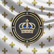 Royal Crown Of France Over Royal Standard Art Print