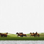 Running Horses In The Marsh 3 Art Print