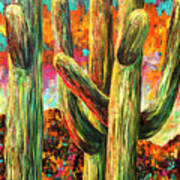 Saguaros At Sunset Art Print