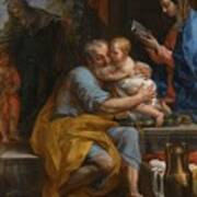 Saint Joseph Embracing The Christ Child Art Print