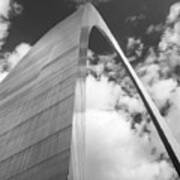 Saint Louis Arch And Clouds Black And White Square Art Art Print