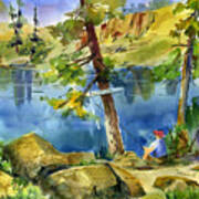 Salmon Lake Fisherman Art Print