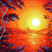 San Francisco Bay In Bright Sunset Art Print
