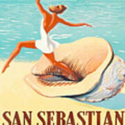 San Sebastian, Spain, Woman Coming From A Sea Shell Art Print
