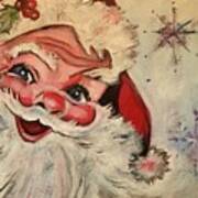 Santa And Snowflakes Art Print