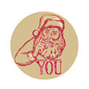 Santa Claus Needs You Pointing Etching Art Print