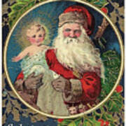 Santa Claus With New Born Jesus Art Print