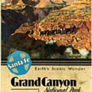 Santa Fe Train To Grand Canyon - Vintage Poster Vintagelized Art Print