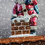 Santa On The Chimney Art Print