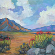 Santa Rosa Mountains And Barrel Cactus Art Print